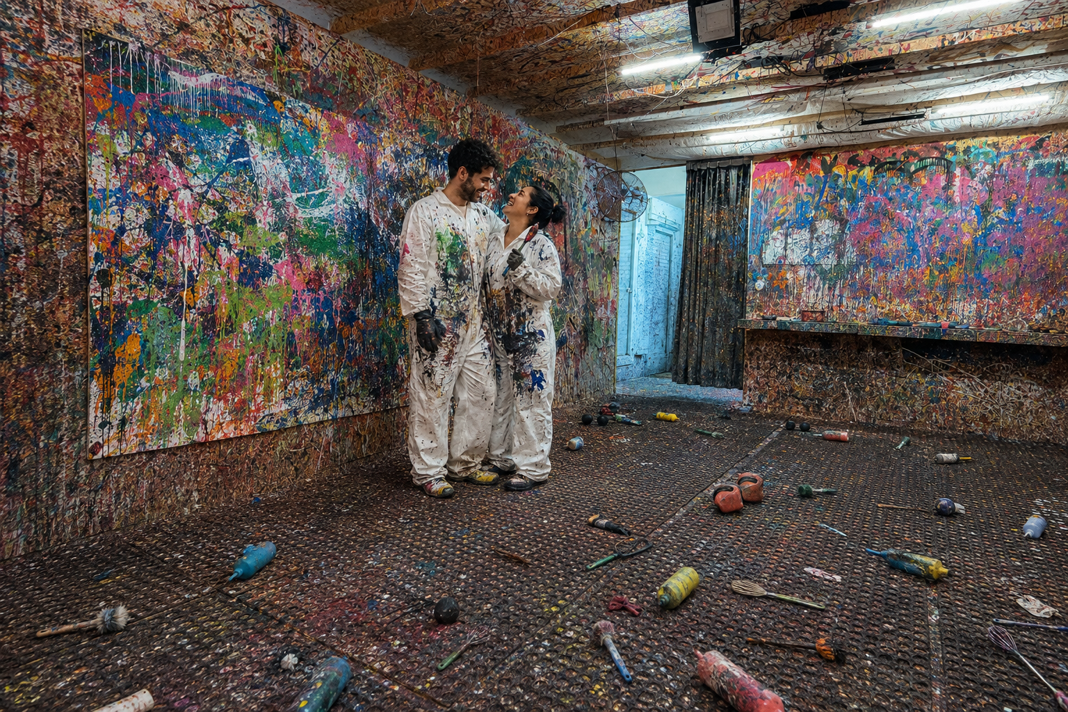 Couple lors d’un Action-Painting-Date dans la Colorbox Berlin